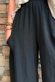 Lina Linen Blend Barrel Pant Black
